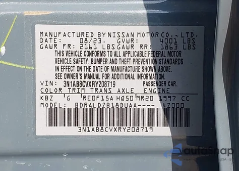 2024 Nissan Sentra Sv from USA, damaged, VIN 3N1AB8CVXRY208719